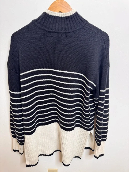 Blu Pepper Black & Cream Striped Turtleneck Sweater - Picture 3 of 4